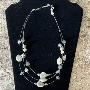 Jonette Jewelry Elegant Silver and Gray Beaded Necklace